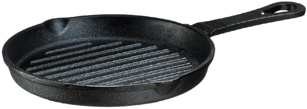 イシガキ産業 Ishigaki Skillet Grill Pan, Iron Casting, 7.1 inches (18 cm), Gas Stove, Induction Compatible, Corrugated Shape Removes Excess Oil