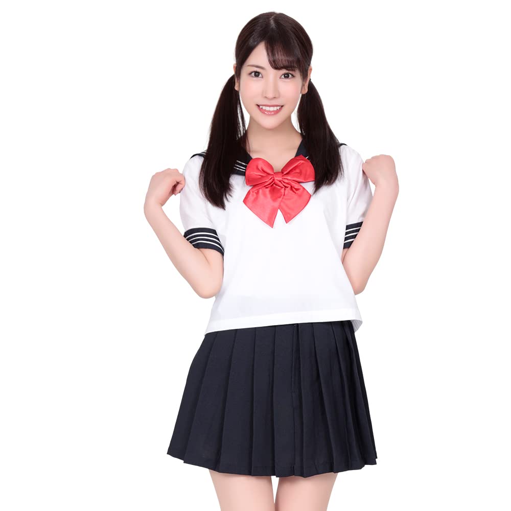 Sailor Fuku 2 Dark Red Ribbon / blue x White