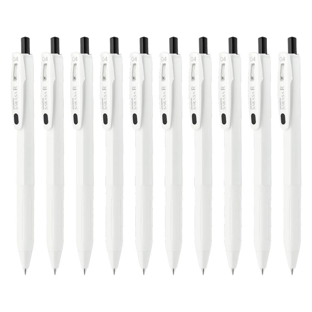 ZEBRA B-JJS29-R1-BK2 Gel Ballpoint Pen, Sarasa R, 0.4mm, Black, 10 Pens