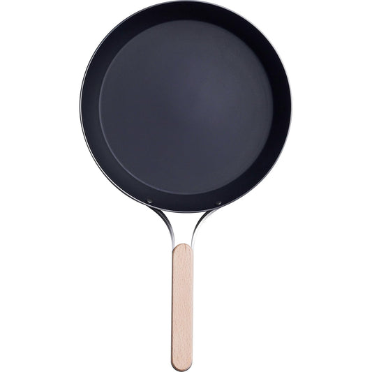 Wahei Freiz EN-009 Enzo Iron Frying Pan, 9.4 inches (24 cm), Induction & Gas Compatible, Wood Handle, Made in Japan
