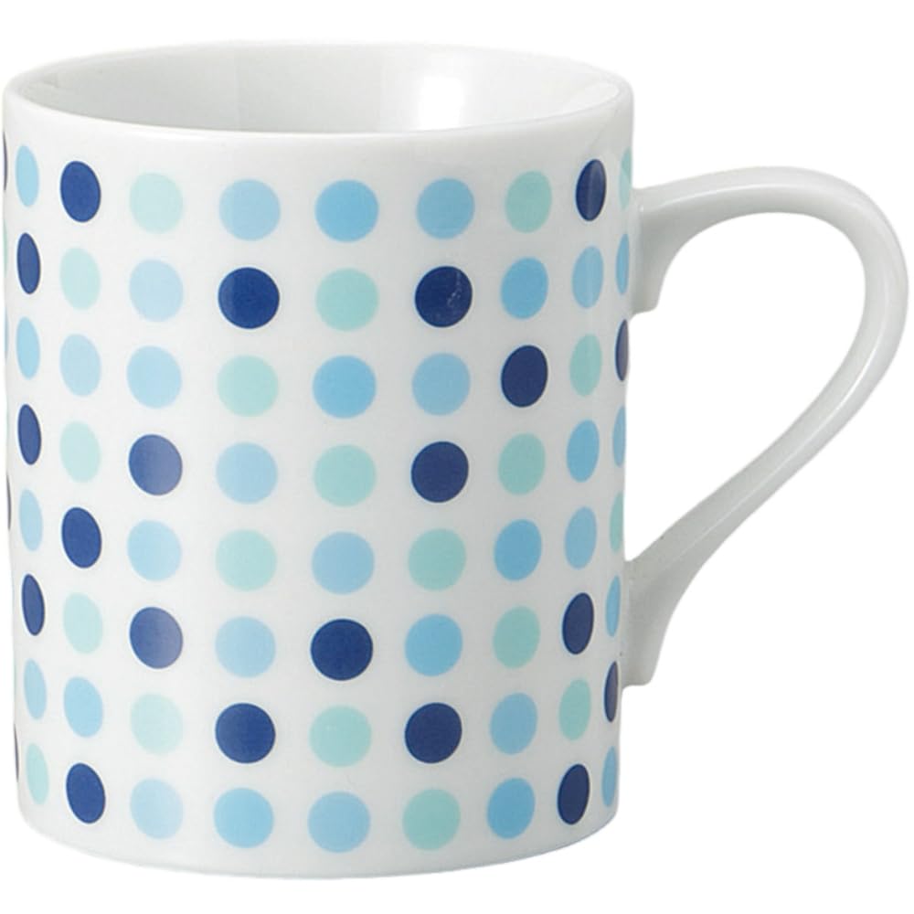 Ale-net Mug, 4.3 x 3.0 x 3.0 inches (11 x 7.6 x 9 cm), 10.8 fl oz (290 cc), Polka Dot Blue Mug, Porcelain, Dishwasher Safe, Microwave Safe, Mino Ware, Made in Japan