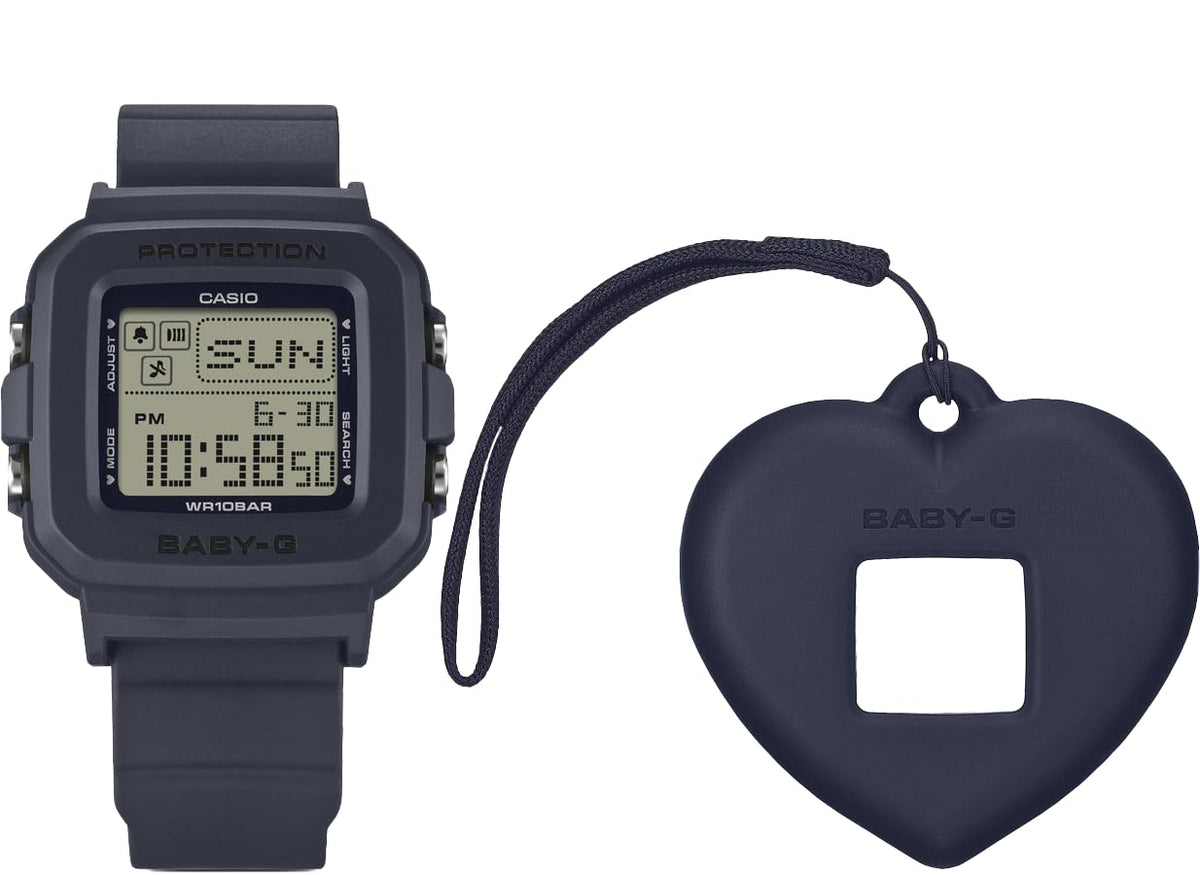 Casio Baby-G BGD-10KH-2C Digital Gray Watch with Heart-Shaped Charm
