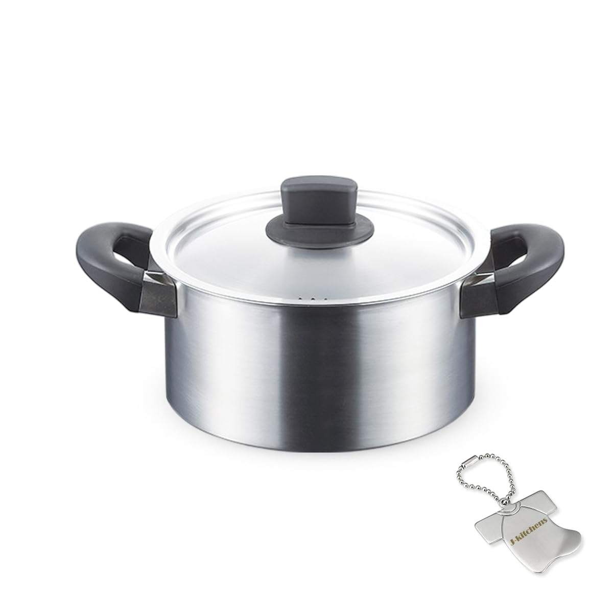 J-kitchens Harmony Two-Handled Pot, Anti-Roll Lid, 7.9 inches (20 cm), Gas Induction Compatible, Made in Japan, Original Tag Included