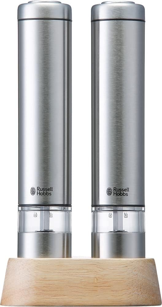 Russell Hobbs 7933JP Electric Mill Salt & Pepper Mini (Set of 2), Silver