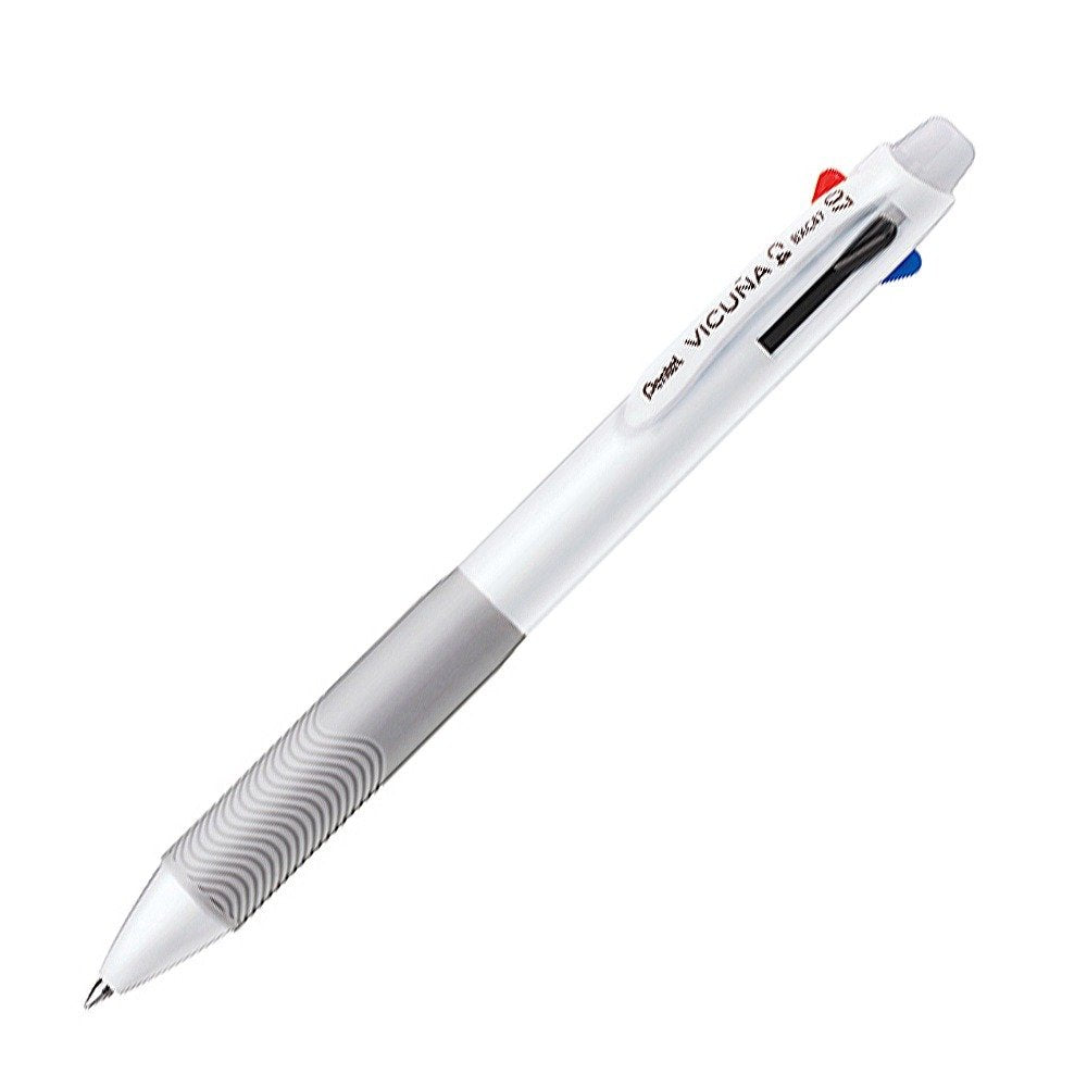 Pentel Ballpoint Pen Vicuna, Fine, Black, Red, Blue, Green, White (BXC47W)
