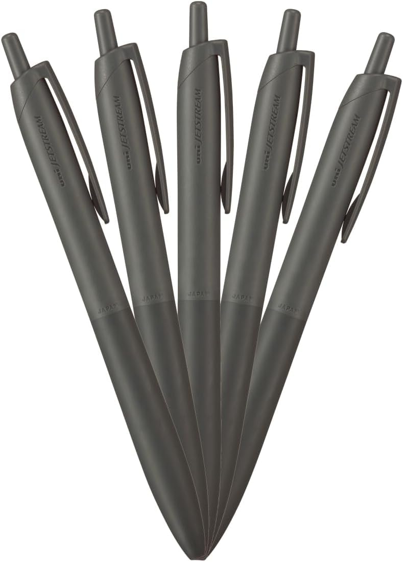 Mitsubishi Pencil HSXNSL075P.24 Permanent Ballpoint Pen Jet Stream Light Touch Ink 5 Pack 0.7 Off Black