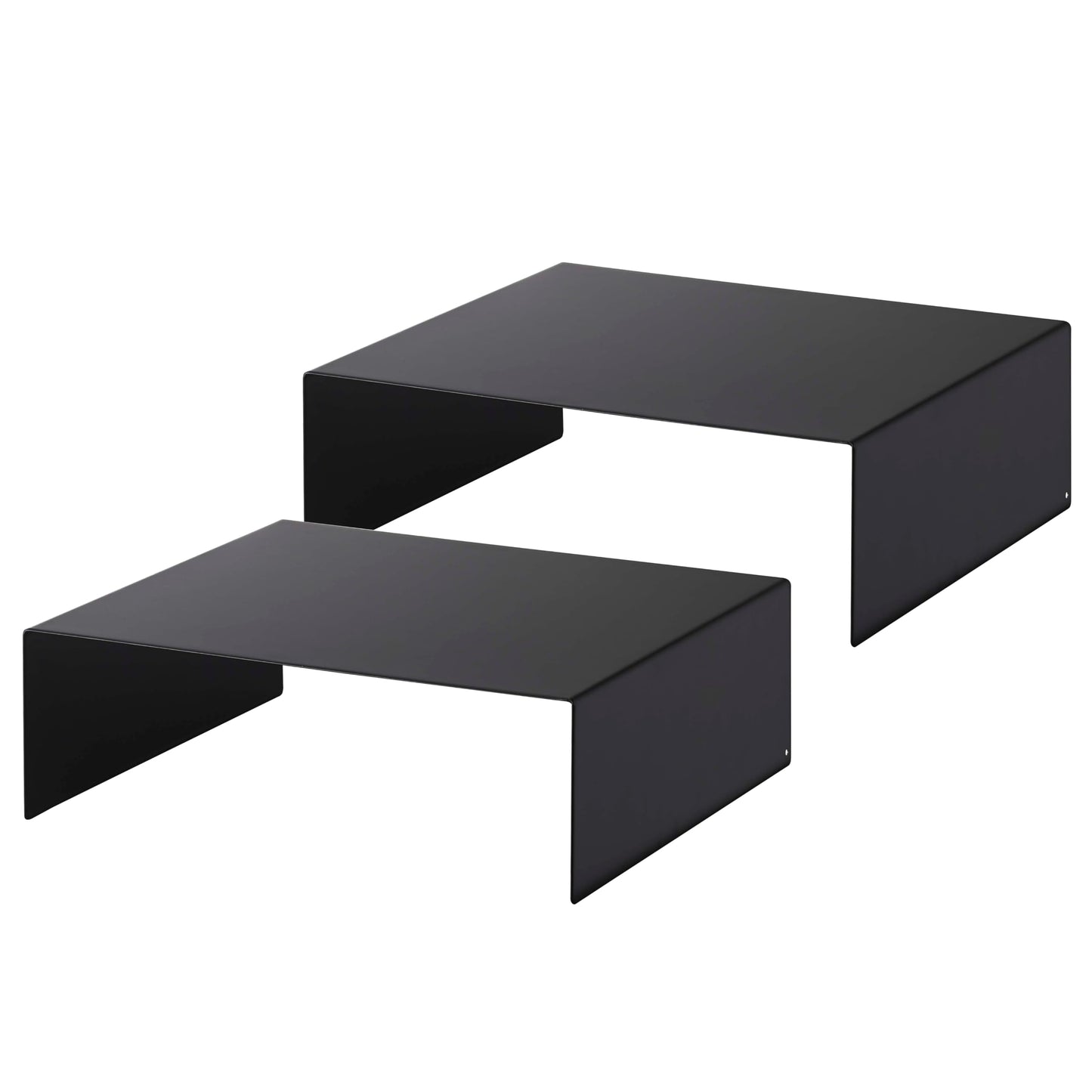 YAMAZAKI Home Tower Steel Under Cabinet Bottom Shelf Storage Organizer, Set of 2 Dish Riser for Under Sink Or Kitchen Pantry Or Counter - Steel -