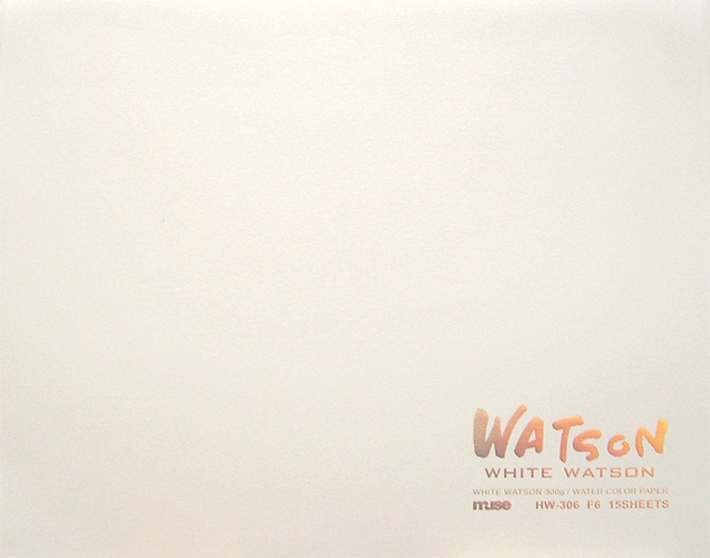 Muse HW-304 F4 Watercolor Paper, White Watson Blocks, F4, 10.6 oz (300 g), White, Pack of 15