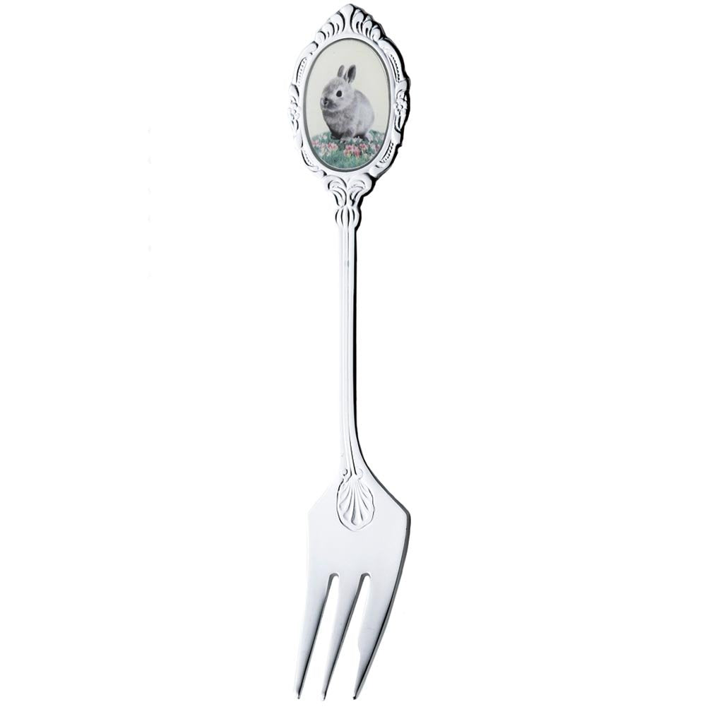 Takakuwa Metal 402984 Girly Rabbit Cake Fork, Silver