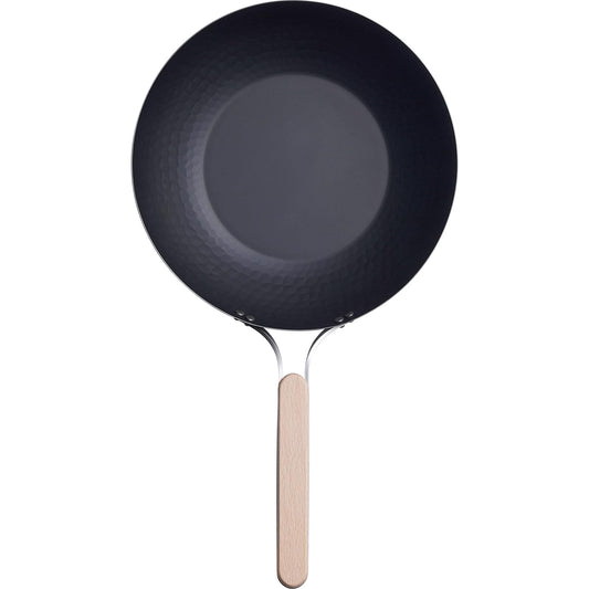 Wahei Freiz EN-012 Enzo Enzo Iron Wok, 10.2 inches (26 cm), Induction Compatible, Gas Frying Pan, Wok Pan, Wooden Handle, Made in Japan