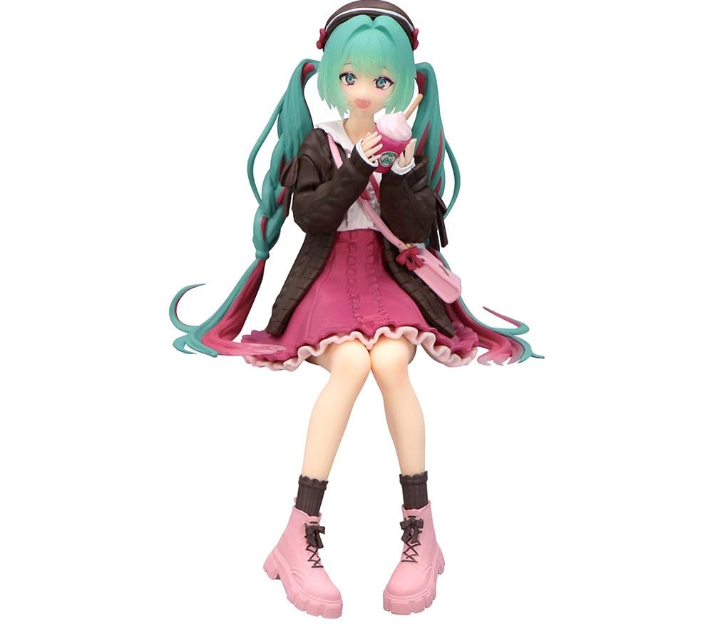 Hatsune Miku Noodle Stopper PVC Statue Autumn Date Pink Colour Various 14 cm