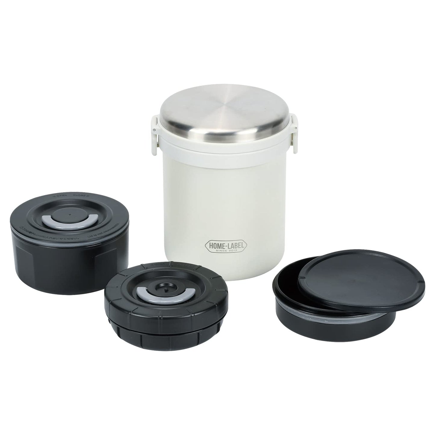 Pearl Metal HB-5670 Lunch Jar, 1500 Lunch Box, Donburi, Full Vacuum, Stainless Steel, Hot or Cold Insulated, White, Home Label