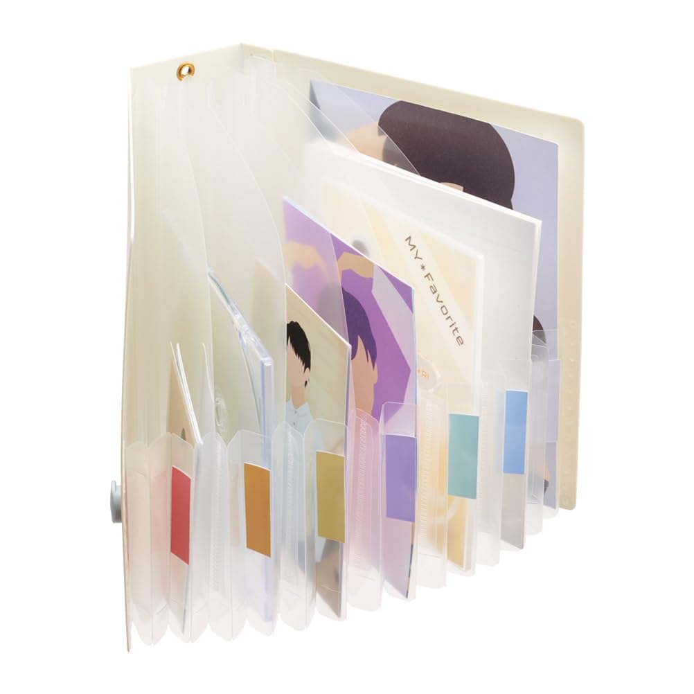 Lihit Lab myfa Praise Collection Stock File, 6 Compartments, 7 Pockets, B6, Milky White, F3350-0