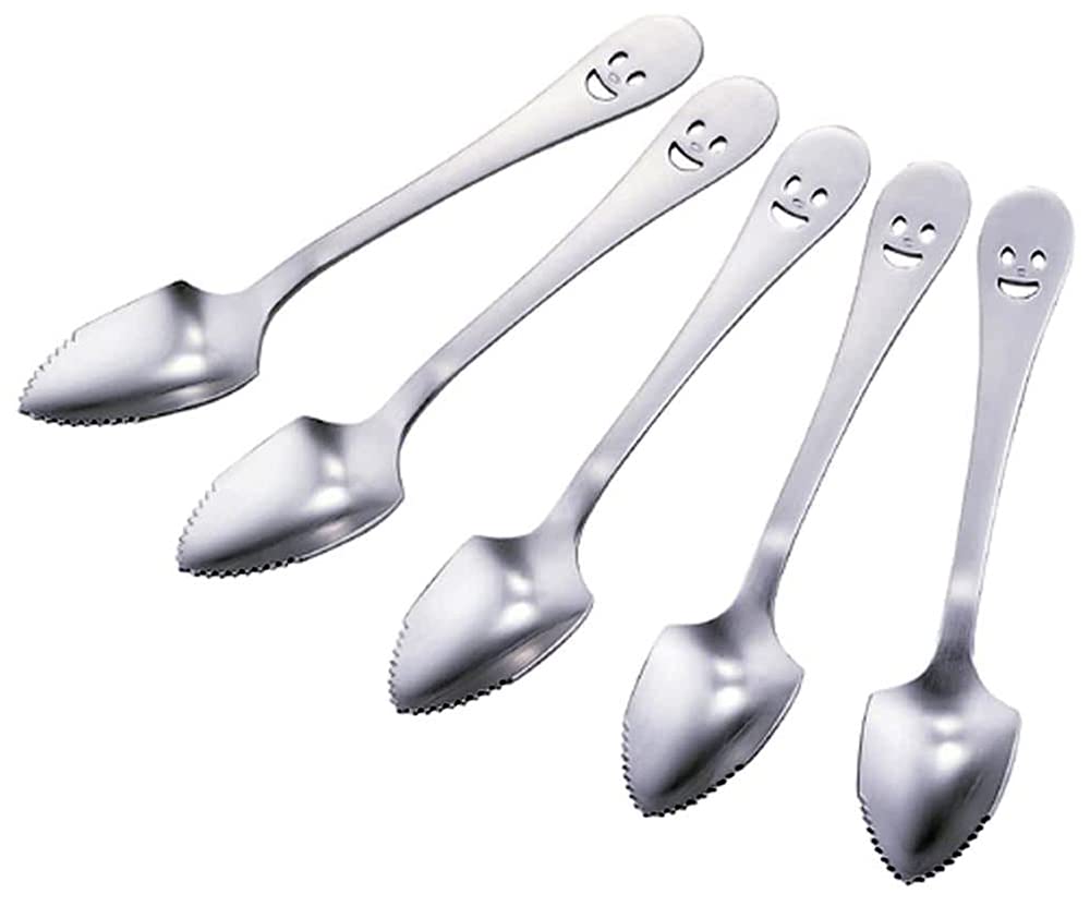 下村企販 Shimomura 45697 Fruit Spoons, Nico Stainless Steel, Set of 5, Made in Japan