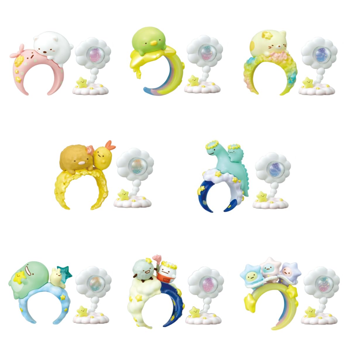 Reement Sumikko Gurashi Sumikkoring, Starry Sky Web Box, 8 Types, 8 Pieces, Approx. H 3.5 x W 2.8 x D 1.6 inches (90 x 70 x 40 mm)