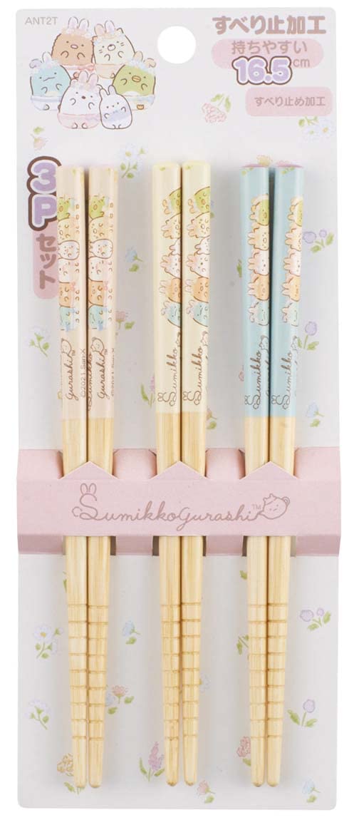 Skater ANT2T-A Bamboo Chopsticks, 6.5 inches (16.5 cm), Set of 3, Sumikko Gurashi Rabbit