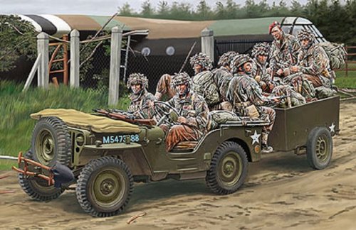 Bronco Models British Airborne Troops Riding in 1/4 Ton Truck and Trailer (1/35 Scale)