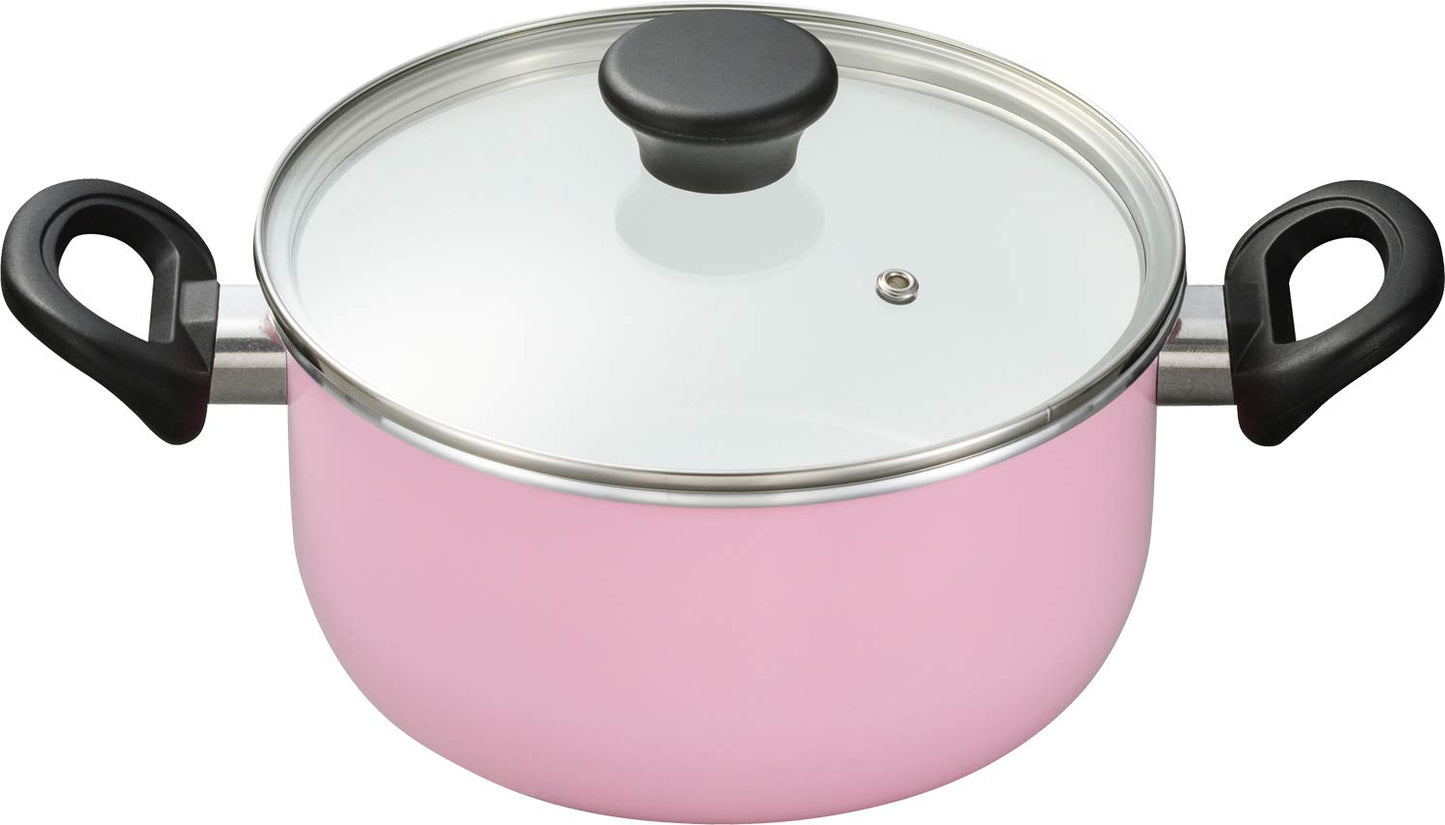 Kyocera CN-G20B-WPK Fluorine-Free Two-Handed Pot, 7.9 inches (20 cm), Gas Fire, Cerabrid, Cerabrid, Pink, Cerabrid, Cerabrid, Cerabrid, Cerabrid, For Use With Ceramic, Non-stick, Non-Stick