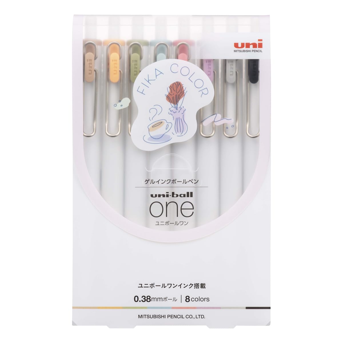 Mitsubishi Pencil UMNS38FC8C Gel Ballpoint Pen Uni-Ball One 0.38 Fica Color Set of 8 Colors