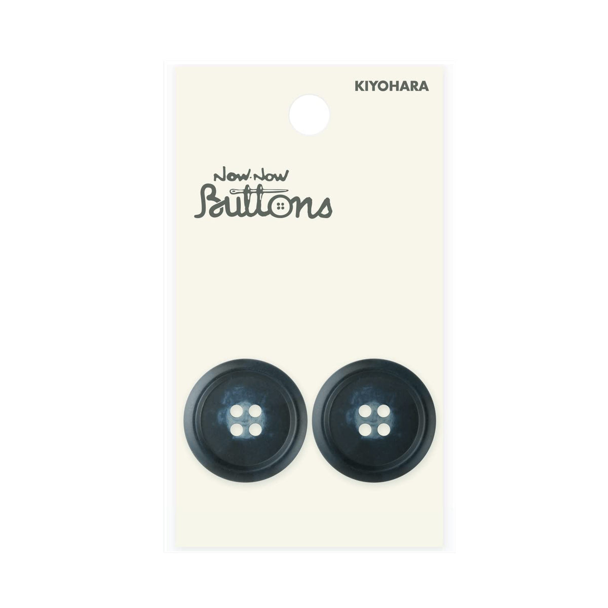 KIYOHARA NWN2493 Now Now Button Buffalo Style Buttons, 4 Holes, Set of 2, Diameter 0.9 inches (23 mm), Navy Blue