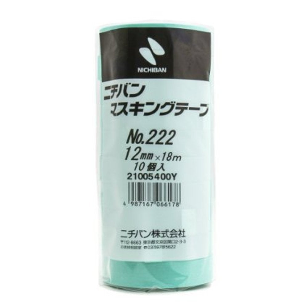 Nichiban Masking Tape, 0.5 inches (12 mm) x 6.1 ft (18 m), 100 Rolls, 222H-12Box, Mint Green