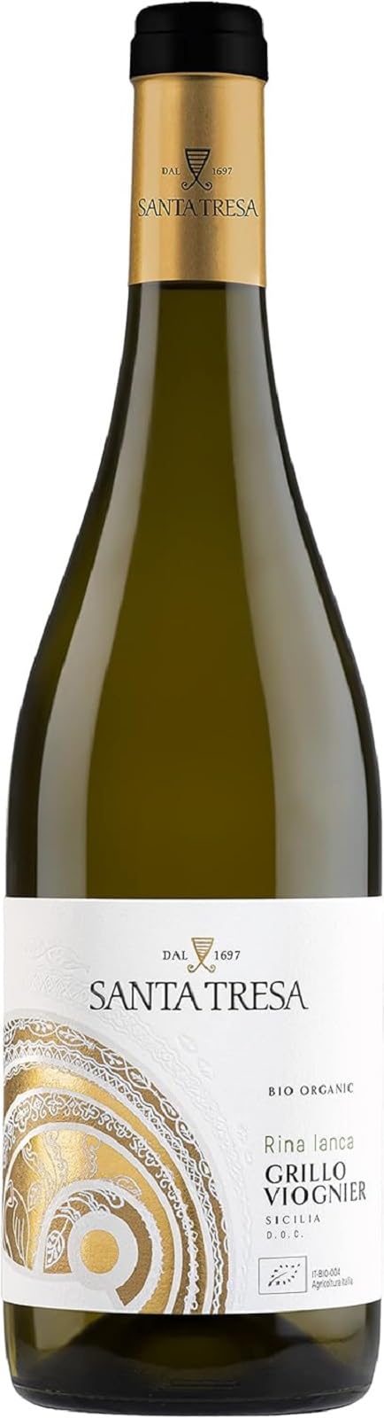 Santa Teresa Rina Ianca Glillo/Viognier Organic White Wine, Spicy Italy, 25.4 fl oz (750 ml)