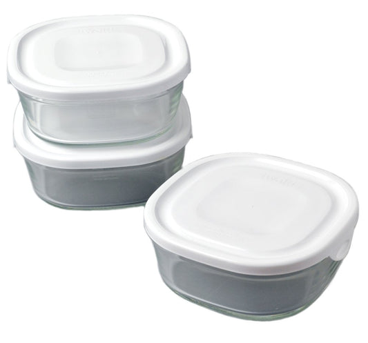iwaki SKC3240-W3 Pack & Range Heat-Resistant Glass, Small, Mini, Shallow Type, White, 15.2 fl oz (450 ml), Set of 3, Stackable Pack, Set of 3