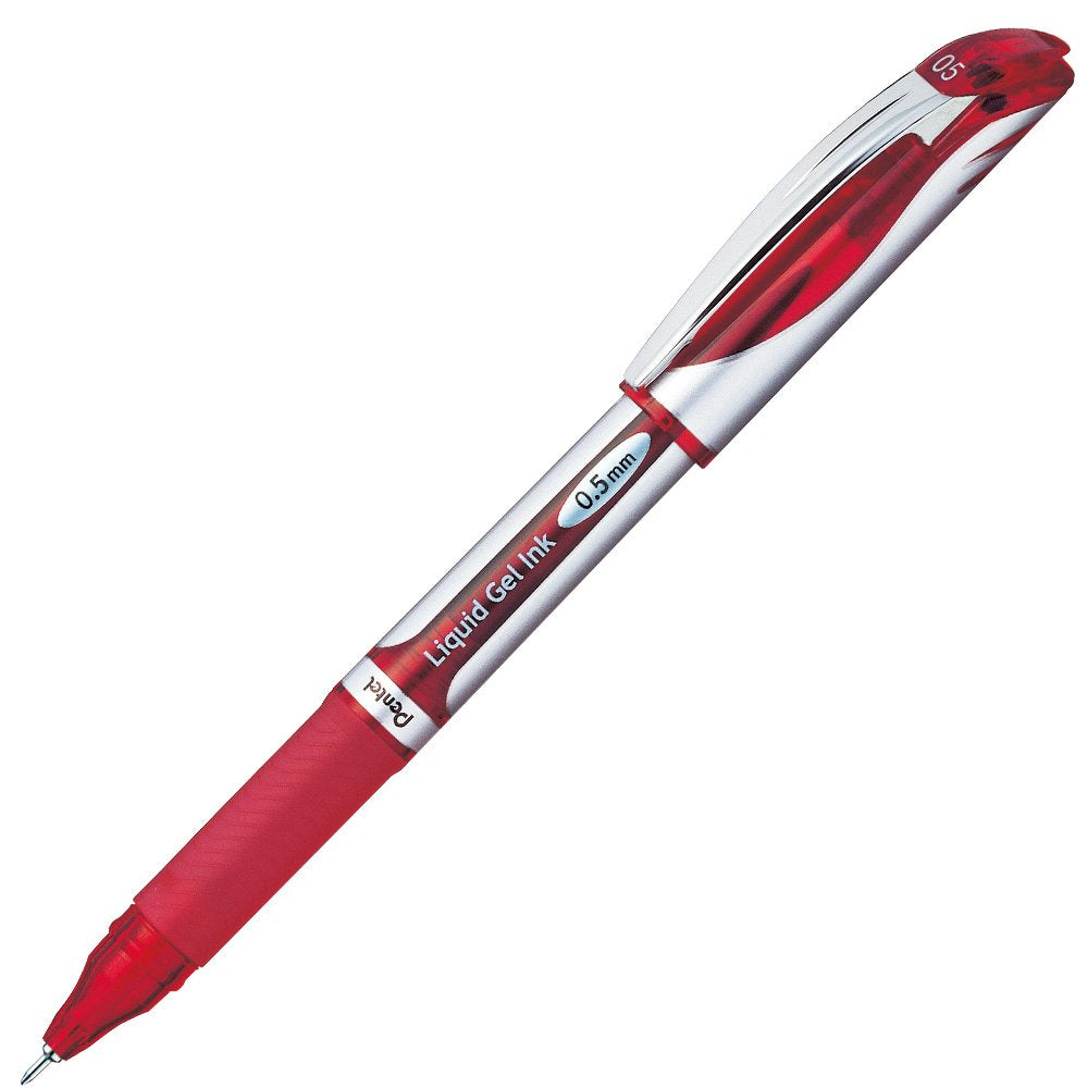 Pentel Energel Ballpoint Pen, 0.5mm Needle Tip, Red Ink (BLN55-B)