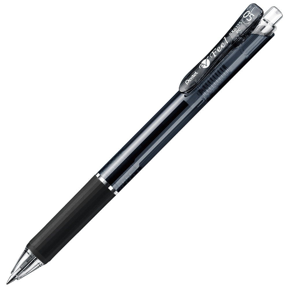 Pentel Permanent Ballpoint Pen Feel 0.5 BXB115-A, Clear Black, 10 Count