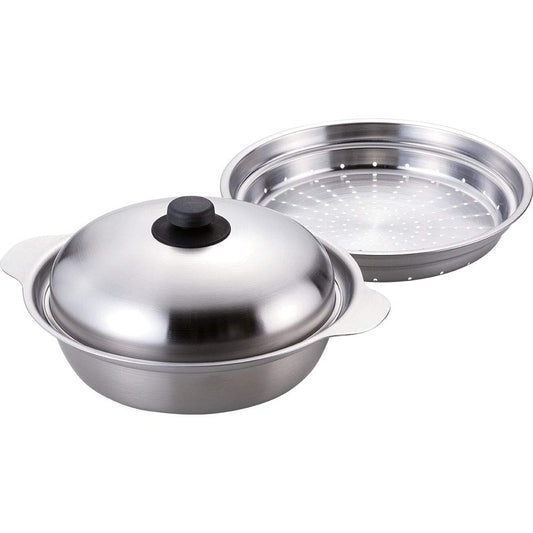 Wahei Freiz TY-030 Tsubamesanjo Stainless Steel Tabletop Pot, 10.2 inches (26 cm) & Steaming Plate, Induction Compatible, Made in Japan