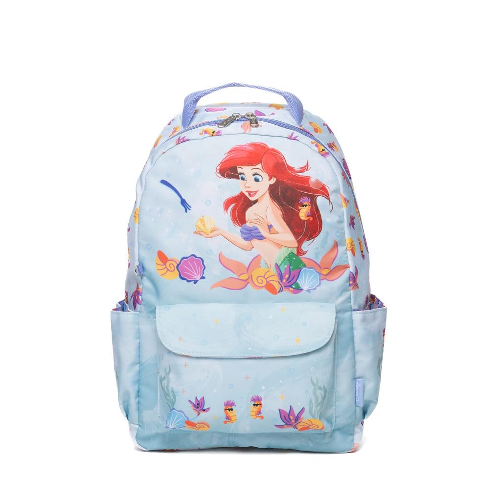 Wondapop Disney The Little Mermaid 15.5 Inch Junior Deluxe Nylon Backpack, Waves of Fun, Kids School Bag with Laptop Sleeve & Pockets