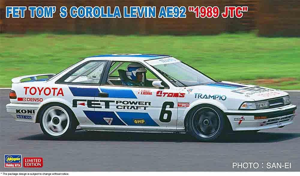 Hasegawa 1/24 FET Toms Corolla Levin AE92 1989 JTC Plastic Model 20545