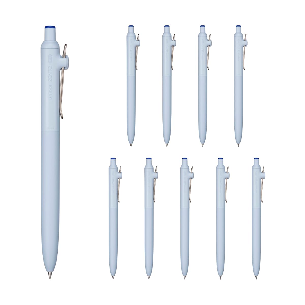 三菱鉛筆 Uniball ZENTO Basic Model Rollerball Pen, Extra Fine 0.38mm, Water-Based Blue Ink, Ultra-Smooth with Reduced Friction, Pack of 10 (UBNZS38.33)