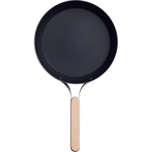Wahei Freiz EN-008 Enzo Iron Frying Pan, 8.7 inches (22 cm), Induction & Gas Compatible, Wood Handle, Made in Japan