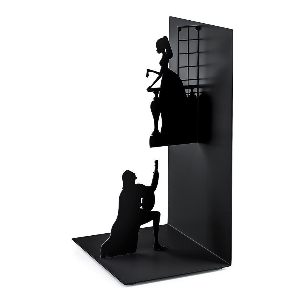 Balvi Romeo & Juliet Metal Bookend – Decorative Book Holder Inspired by Shakespeare's Classic Play – Ideal for Home and Office Décor – Durable Black Metal Construction – Sujetalibros
