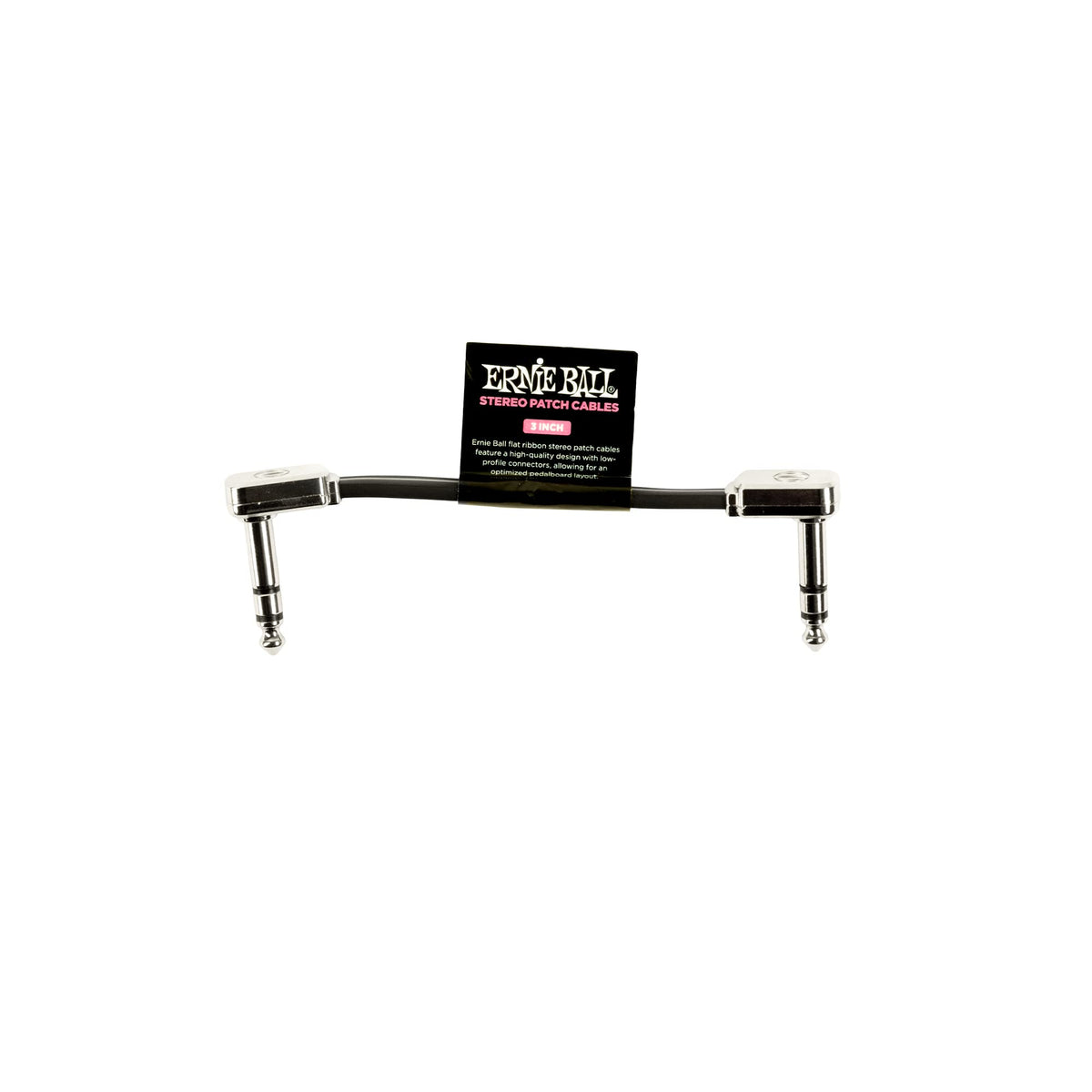 Ernie Ball Flat Ribbon Stereo Patch Cable, 3in, Black (P06407)