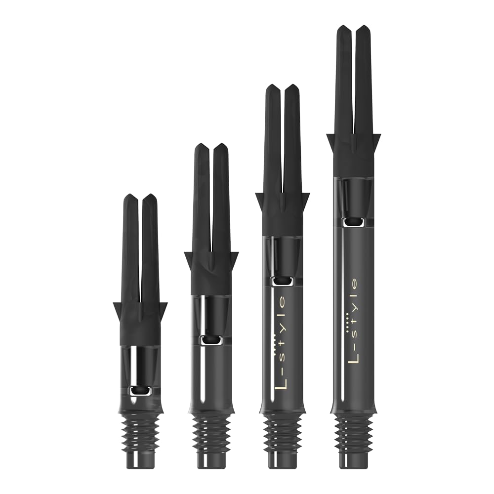 L-style L-Shaft Carbon Spinning Dart Shafts – Extra Short (130) – Clear Black – Set of 3