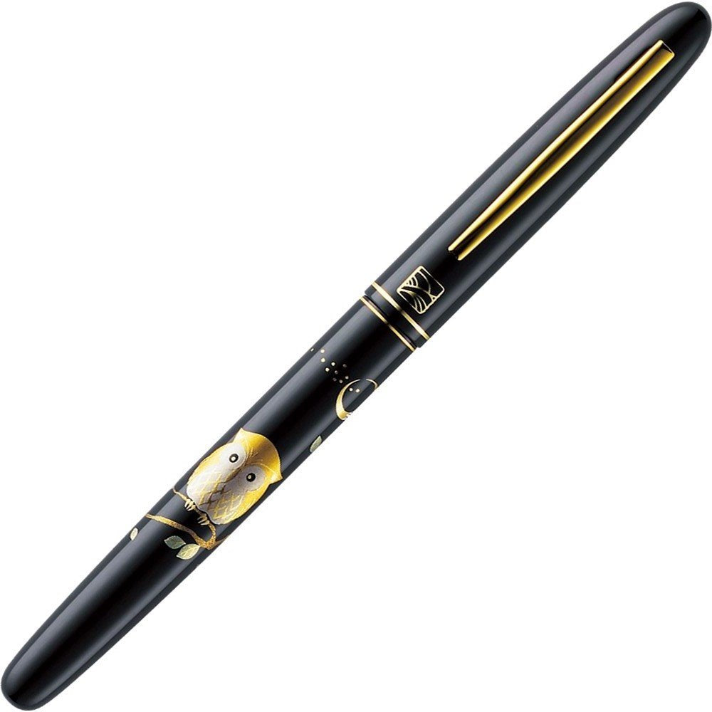 Kuretake DU180-415 Brush Pen, Kuretake Fountain Brush, Maki-e Monogatari Owl, Black Axis
