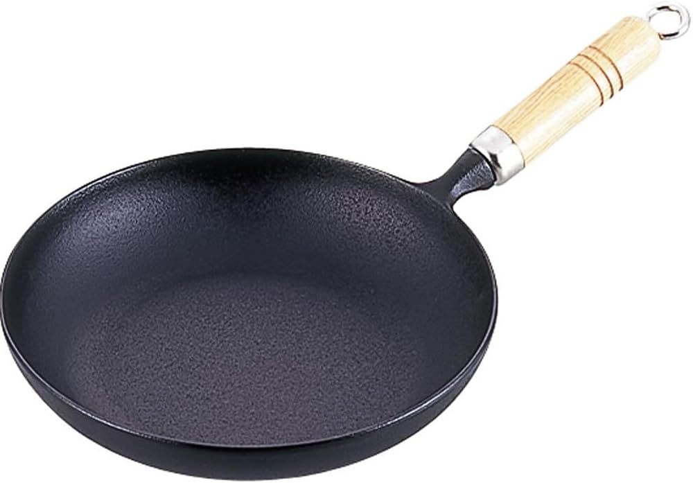 Iwachu 24005 Nambu Ironware Omelet Pan 21 (with Wooden Handle) Black Baked Inner Diameter 8.1 inches (20.5 cm), Induction Compatible, Frying Pan