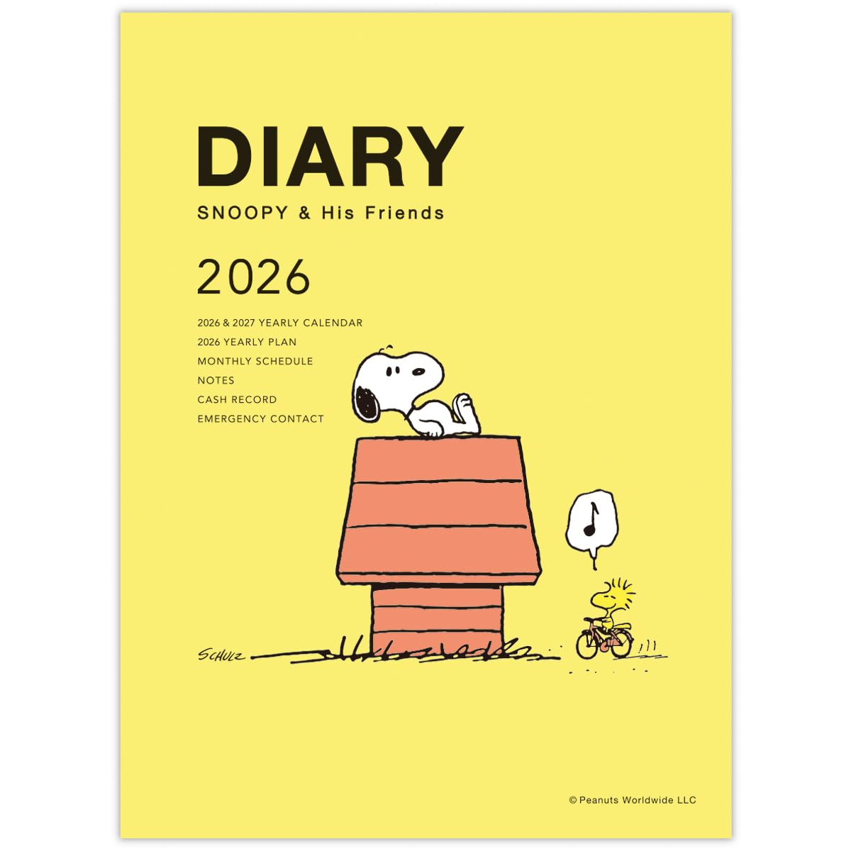 Hallmark Snoopy Monthly Planner, 2026, A6, Doghouse, Yellow 845728 (Starts on October 2025)