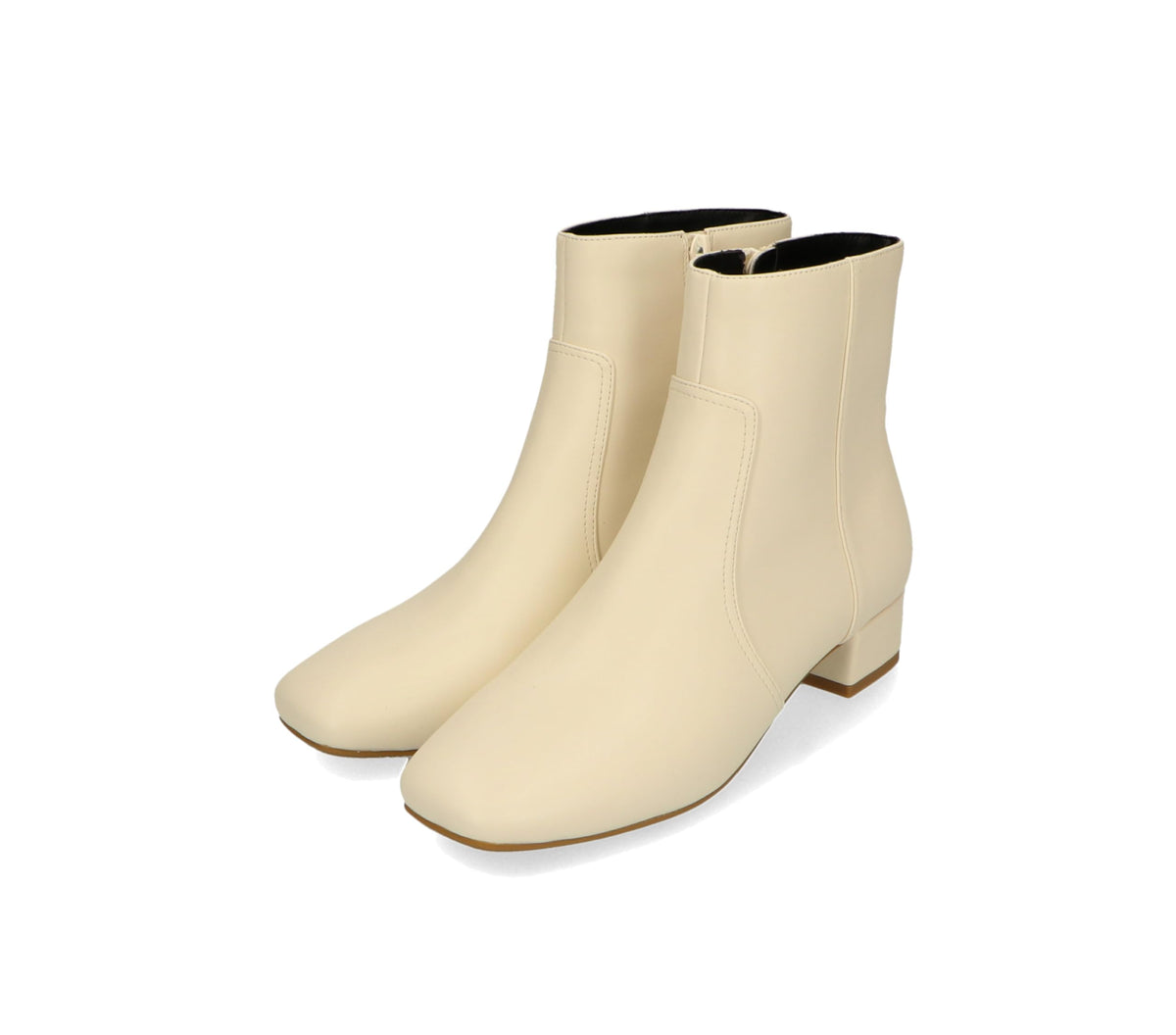 Oriental Traffic Women's Short Boots, Boots, Side Switching, Chunky Heel, Square Toe, Soft, White (23AW), 24.0~24.5 cm