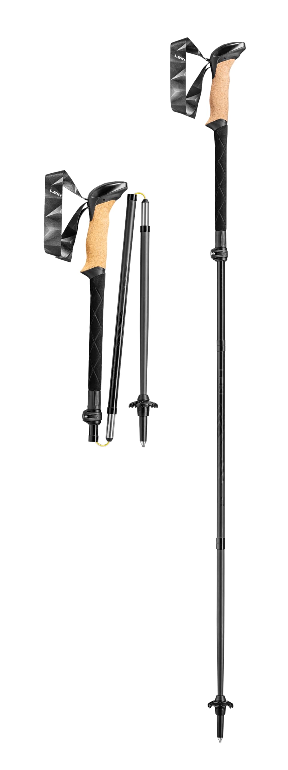 LEKI Makalu Pro FX Carbon Trekking Poles - Foldable Collapsible Lightweight Walking Poles for Hiking - Black-Carbon - 110-130 cm