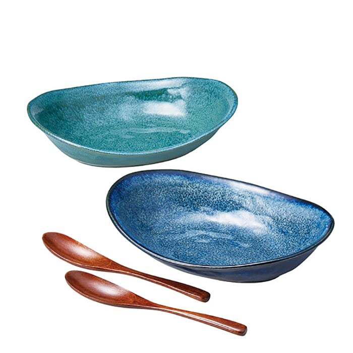 マルサン近藤(Marusankondo) Marusan Kondo 02363 Glazed Oval Curry Pair, Porcelain Curry Pair, Microwave Safe, Made in Japan, Gift, Boxed