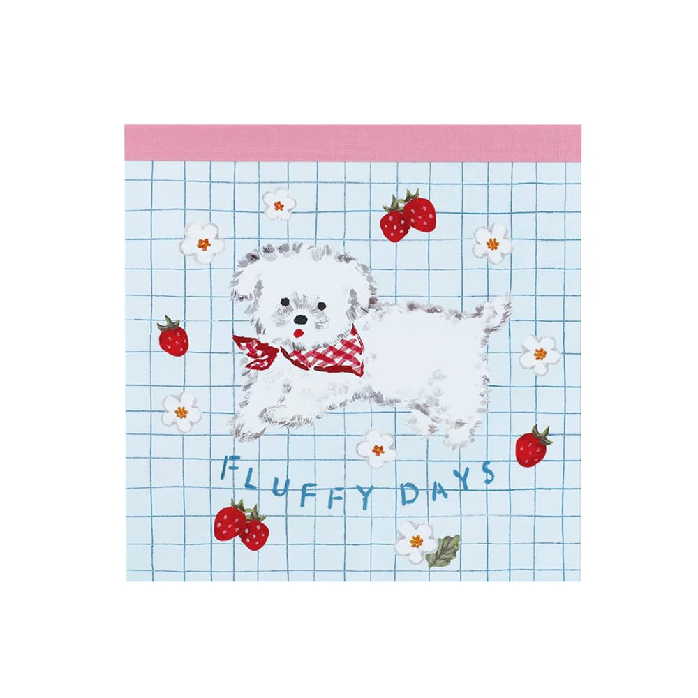 Greenflash TH-004 Haruka Fluffy Days Memo Pad, Strawberry Dog