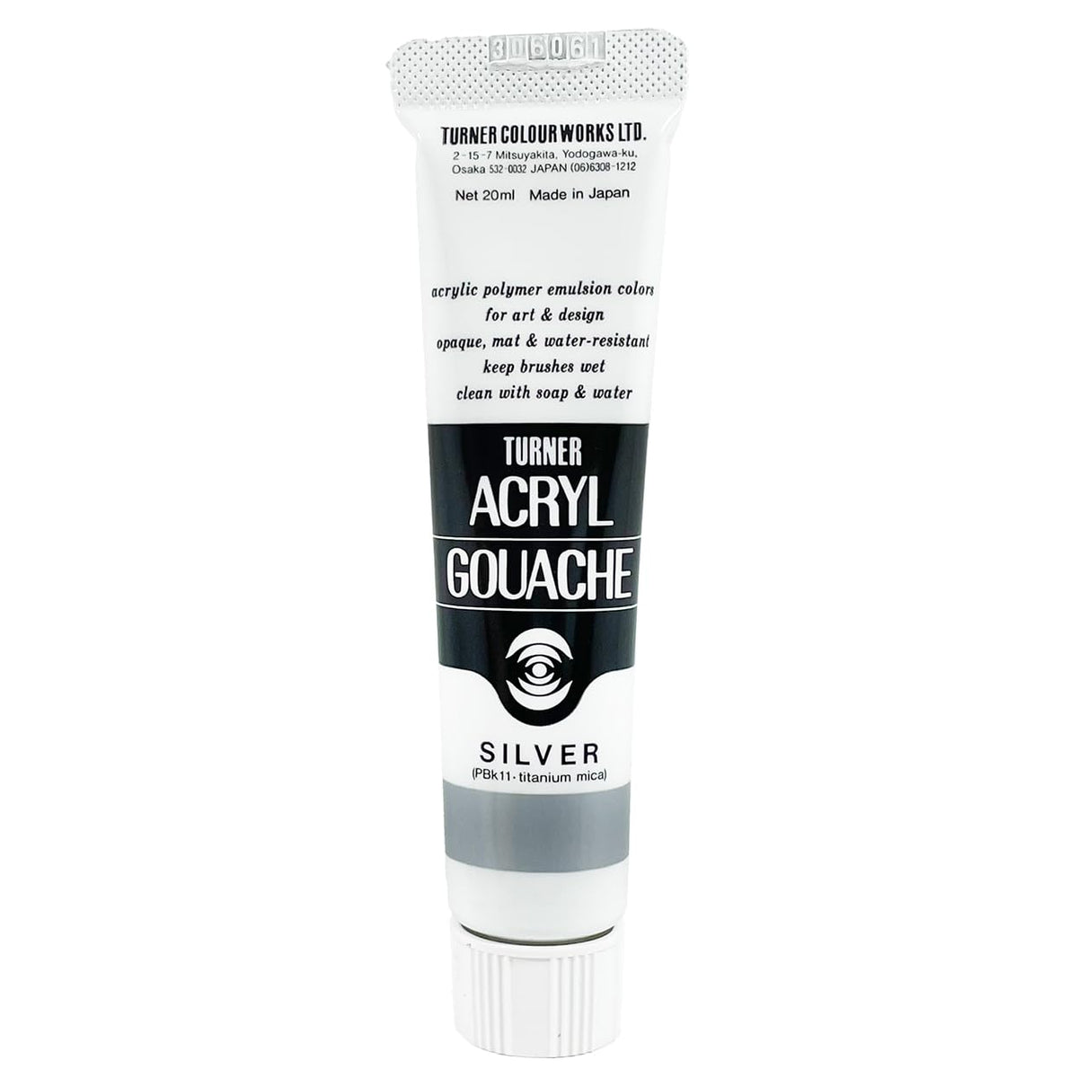 Turner Colour Works Acryl Gouache Artist Acrylic Paint - Single 20 ml Tube - Silver