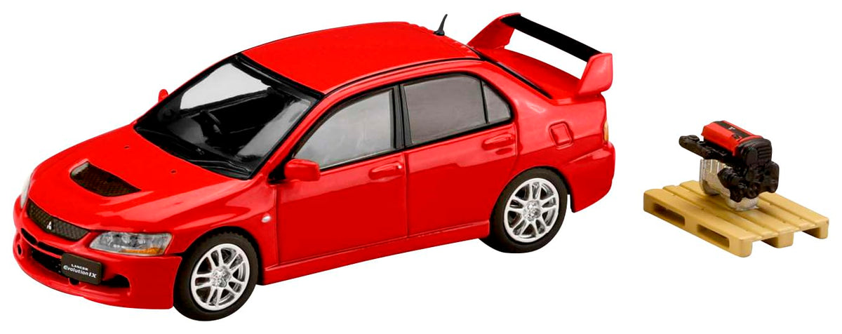 HJ64 1/64 Mitsubishi Lancer Evolution 9 with GSR Engine Display Model Black Mica Finished Product