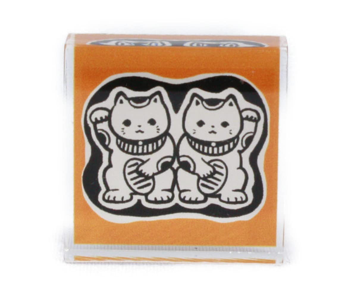Sanby Tomik-clear2 Tomik-clear2 Acrylic Stamp, Double Maneki-Cat