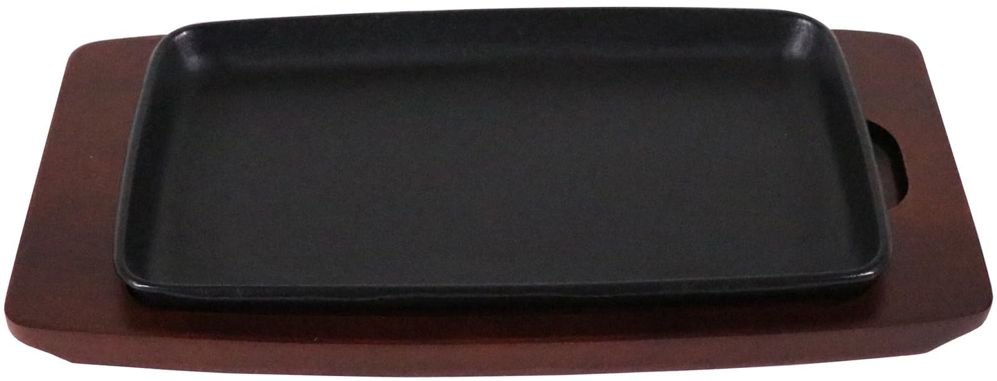 Kanda Steak Plate, Black, 10.6 x 6.3 x 0.9 inches (27 x 16 x 2.2 cm)