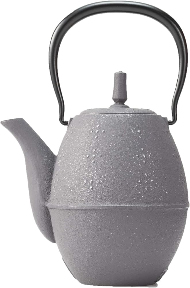 岩鋳(Iwachu) Leash Iwachu 12287 Teapot Lisu, Gray, 0.6 L Inner Enameled Nambu Ironware, 0.6l, silver/grey