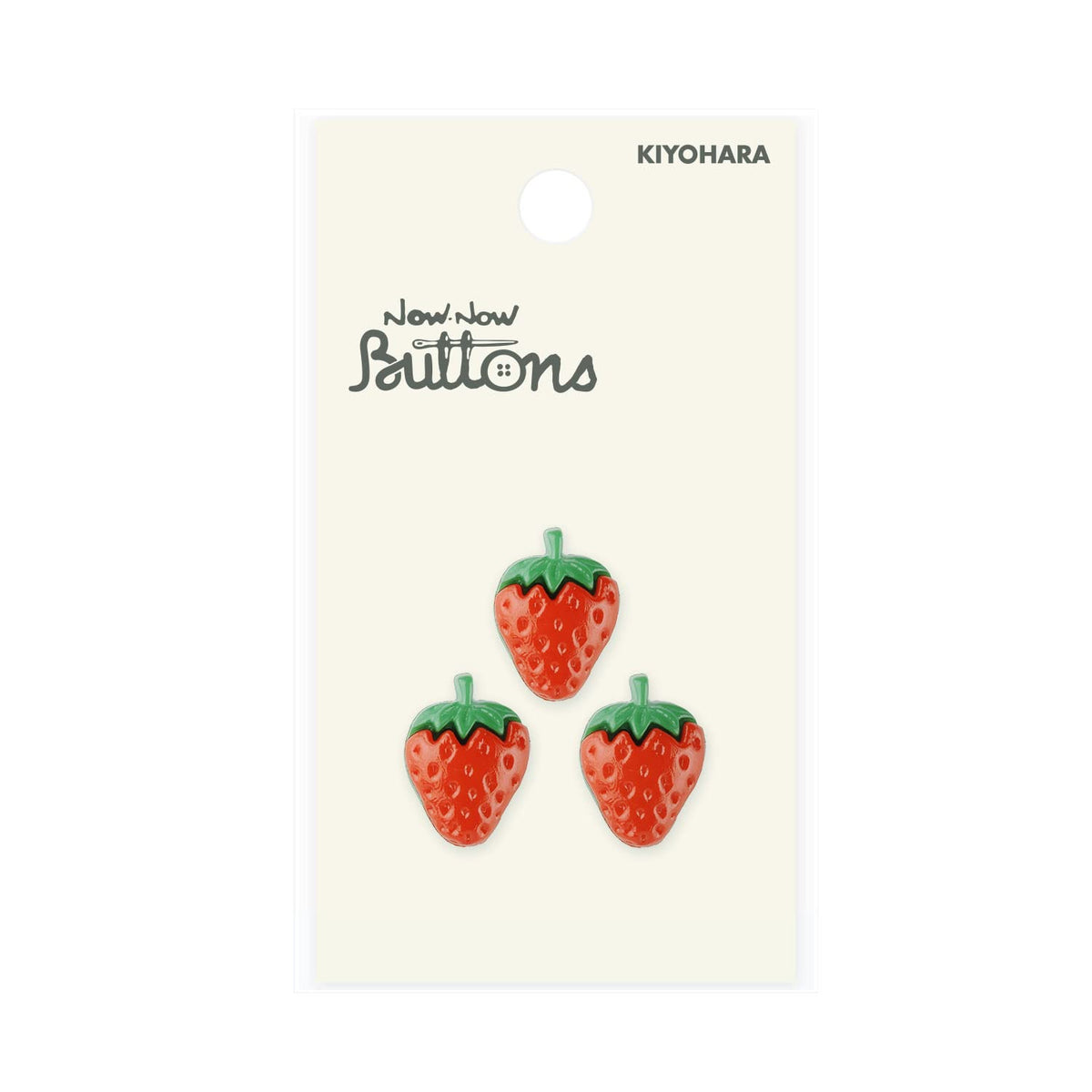 KIYOHARA NWN4102 Now Now Now Buttons, Motif Buttons, Includes Legs, Set of 3, Diameter 0.7 inches (18 mm), Strawberry